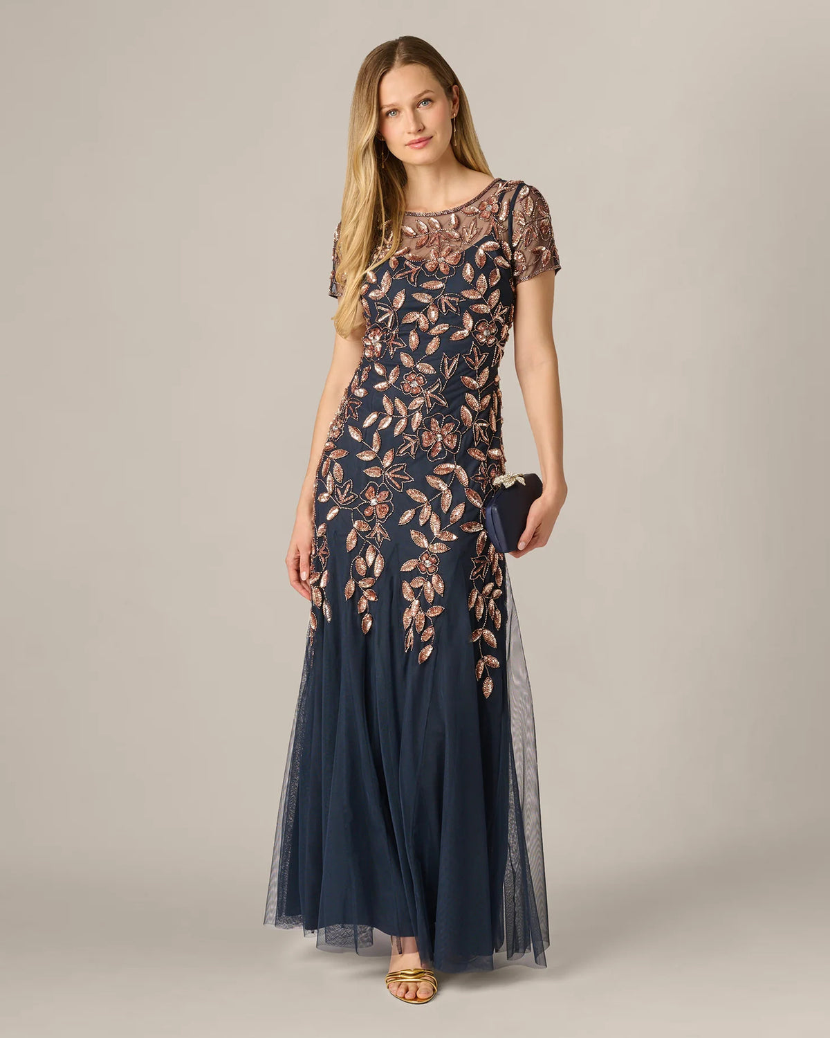 short-sleeve a-line maxi mother of the bride dress - image 1
