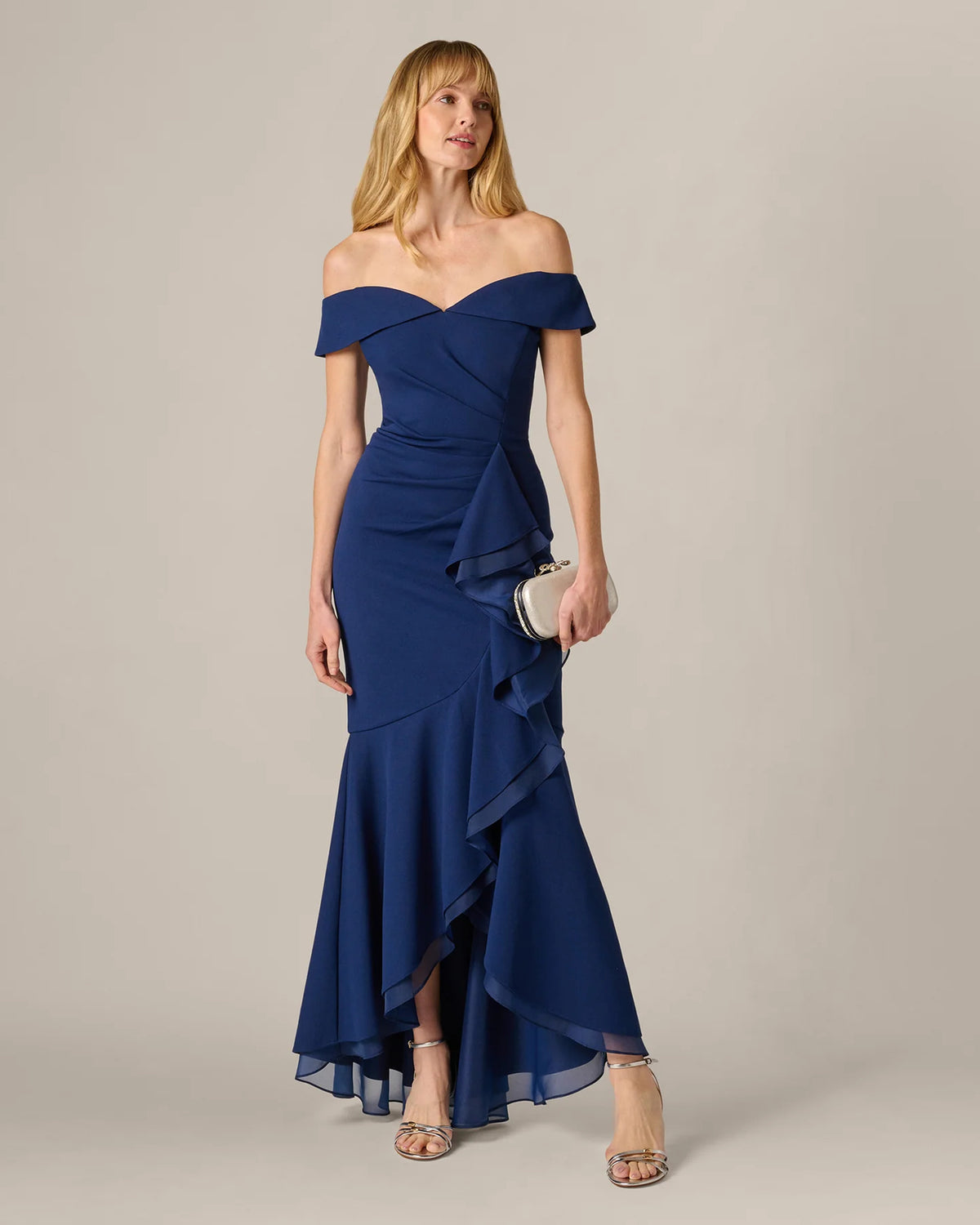 off-shoulder a-line maxi mother of the bride dress - image 1