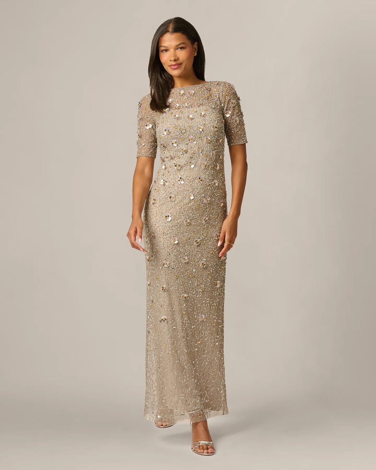 spaghetti strap a-line maxi mother of the bride dress - image 1