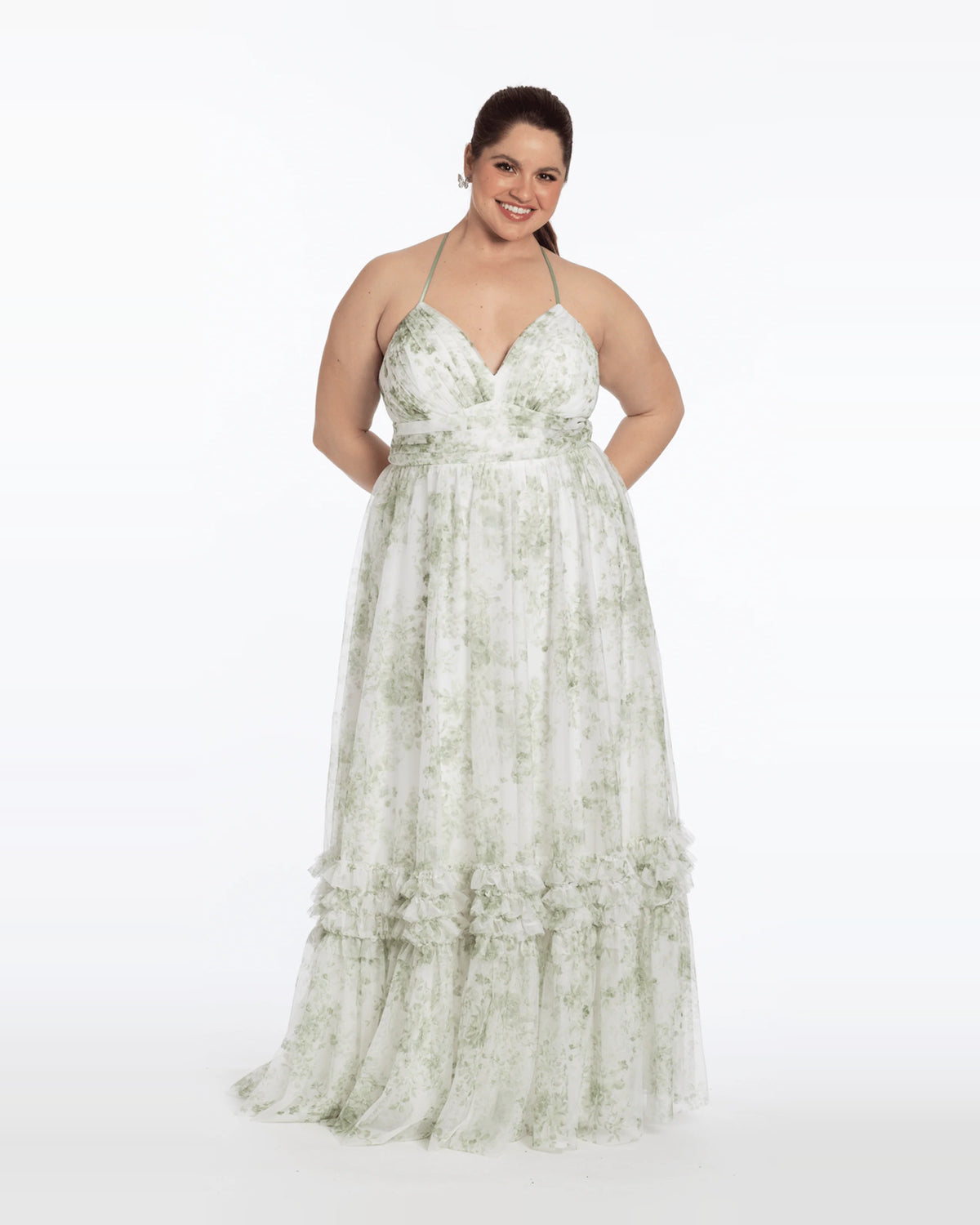 halter neck a-line maxi prom dress - image 1