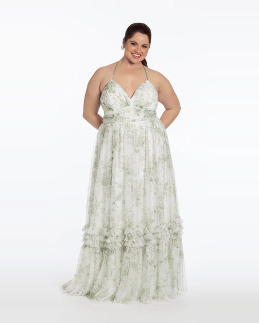 halter neck a-line maxi prom dress - image 1