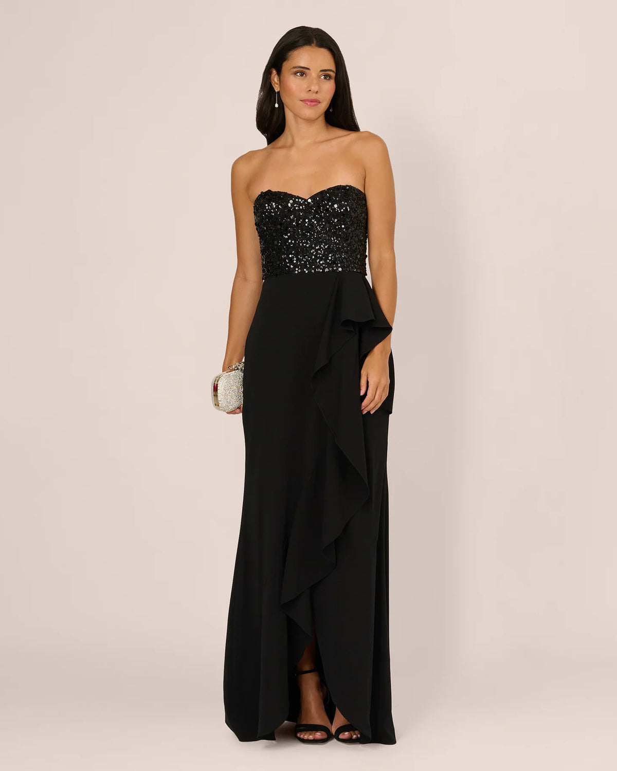strapless a-line maxi mother of the bride dress - image 1
