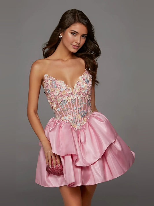 As Picture mini homecoming dress, alternate view showing the full-length silhouette