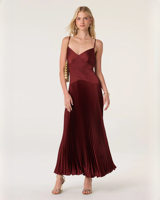 sleeveless satin a-line maxi bridesmaid dress - image 1