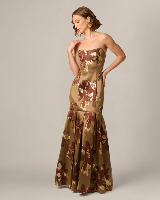 strapless a-line maxi mother of the bride dress - image 1