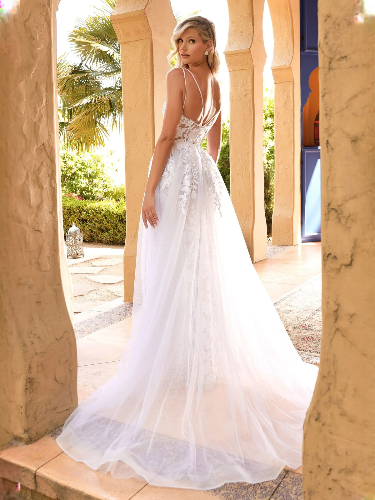 Ivory floor-length wedding dress, front view showing the mermaid silhouette