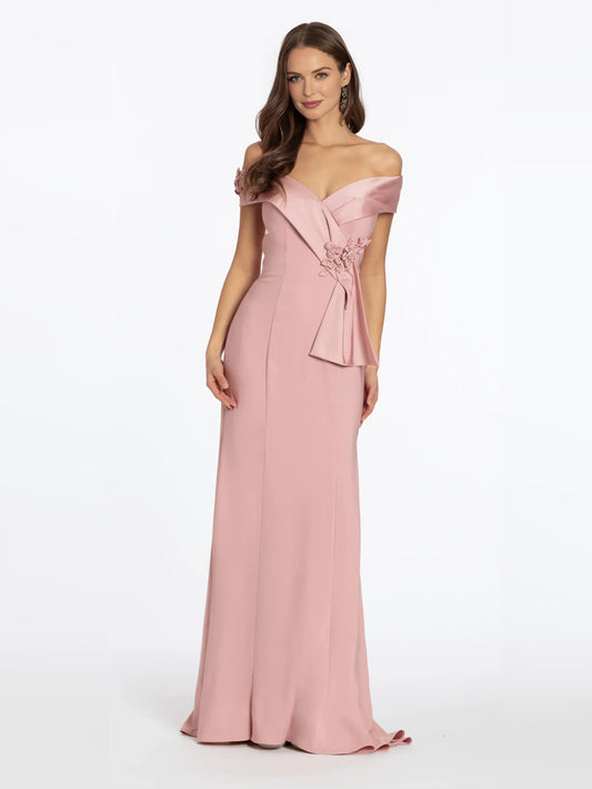 Light Pink floor-length mother of the bride dress, front view showing the mermaid silhouette