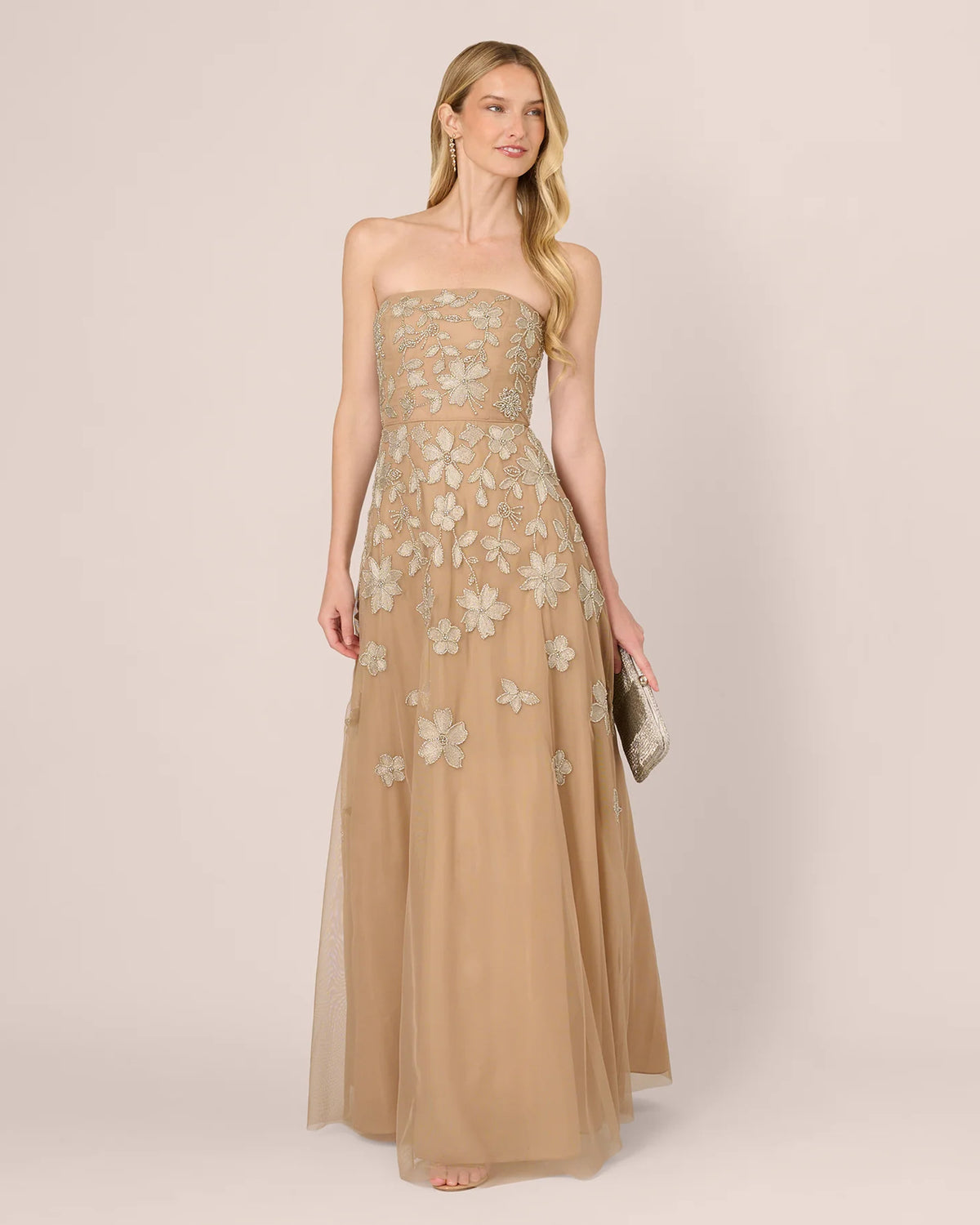 strapless a-line maxi mother of the bride dress - image 1
