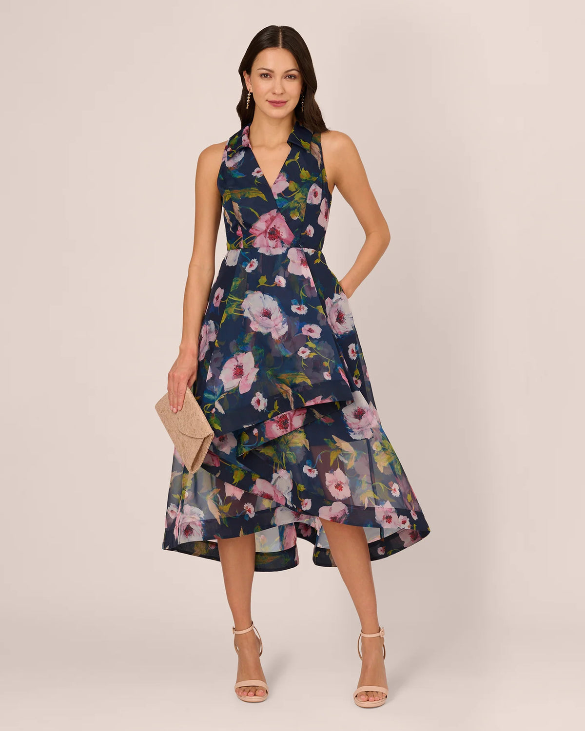 v neck wrap midi mother of the bride dress - image 1