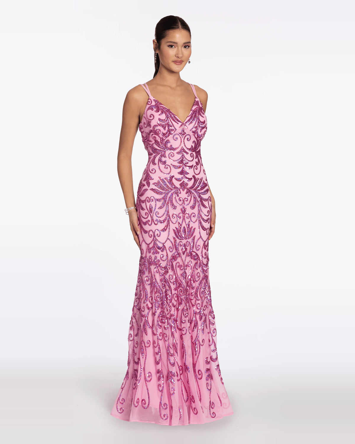 v-neck column maxi prom dress - image 1