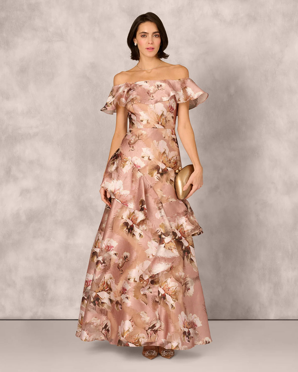 off-shoulder a-line maxi mother of the bride dress - image 1