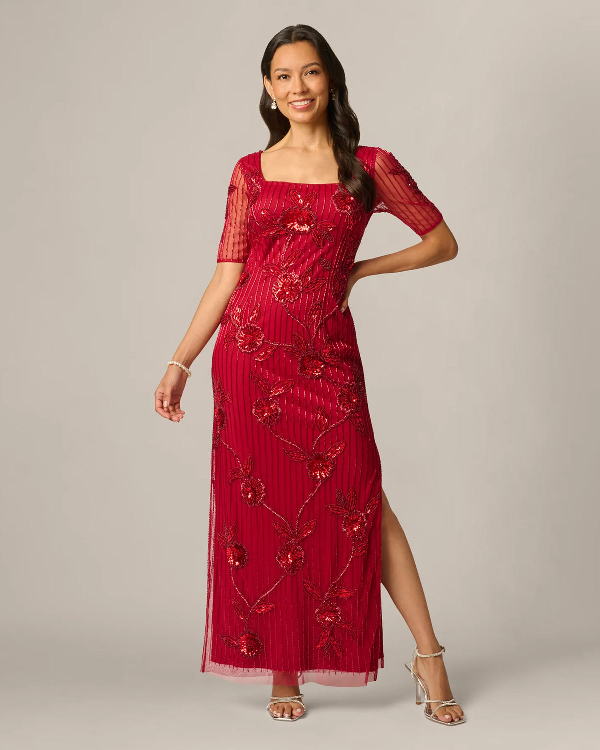 spaghetti strap sheath maxi mother of the bride dress - image 1