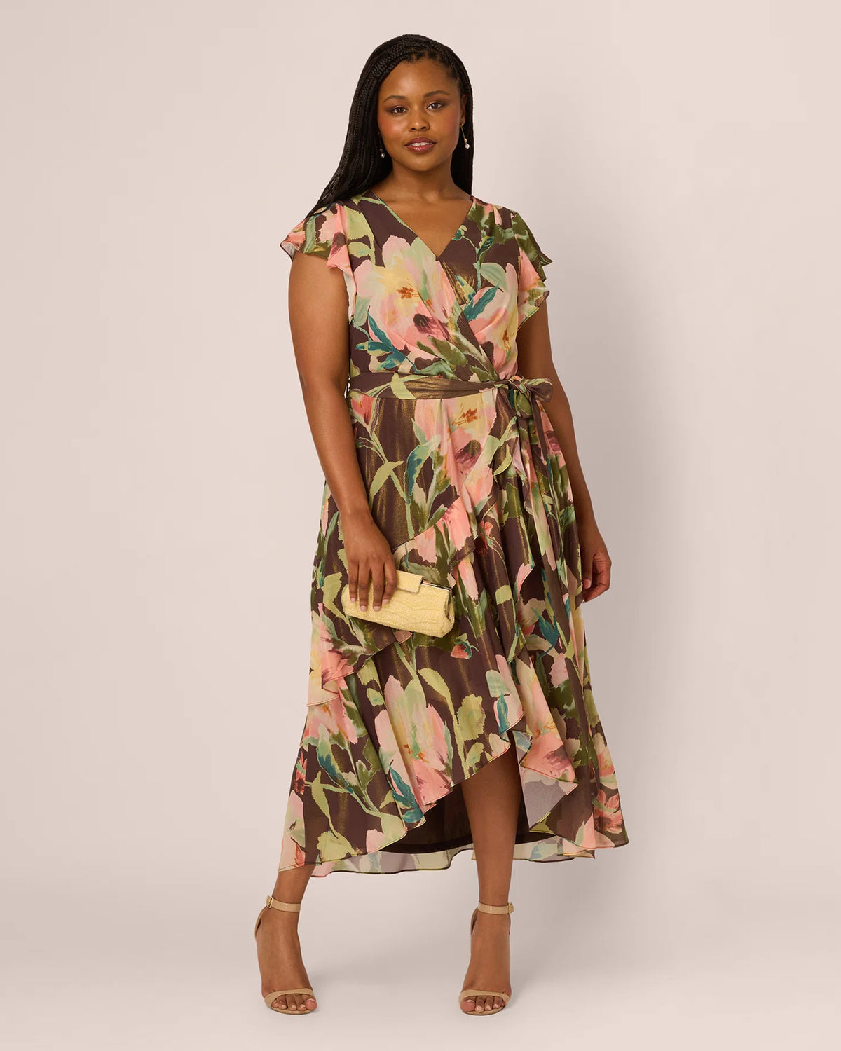 flutter-sleeve a-line midi mother of the bride dress - image 1