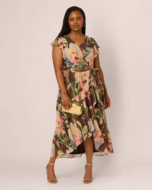 flutter-sleeve a-line midi mother of the bride dress - image 1