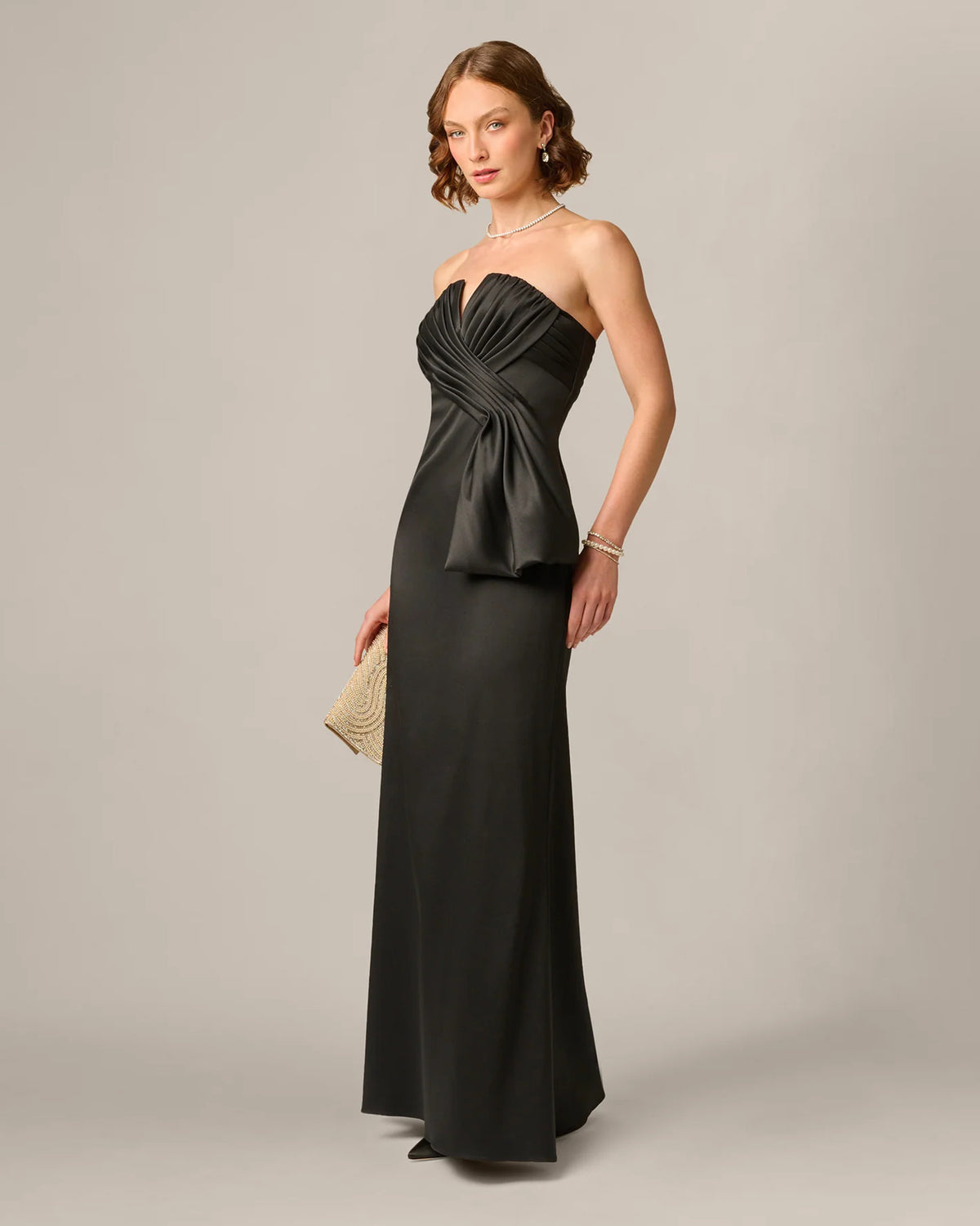 strapless a-line maxi mother of the bride dress - image 1