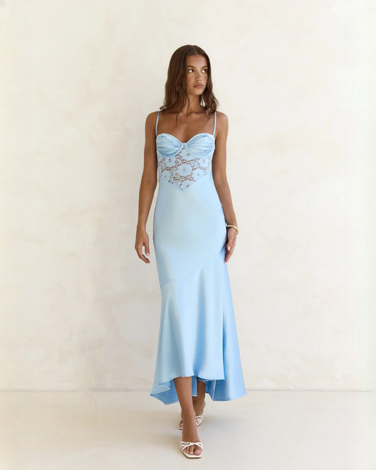 sleeveless mesh a-line maxi bridesmaid dress - image 1
