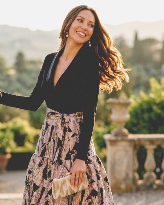long-sleeve a-line maxi mother of the bride dress - image 1