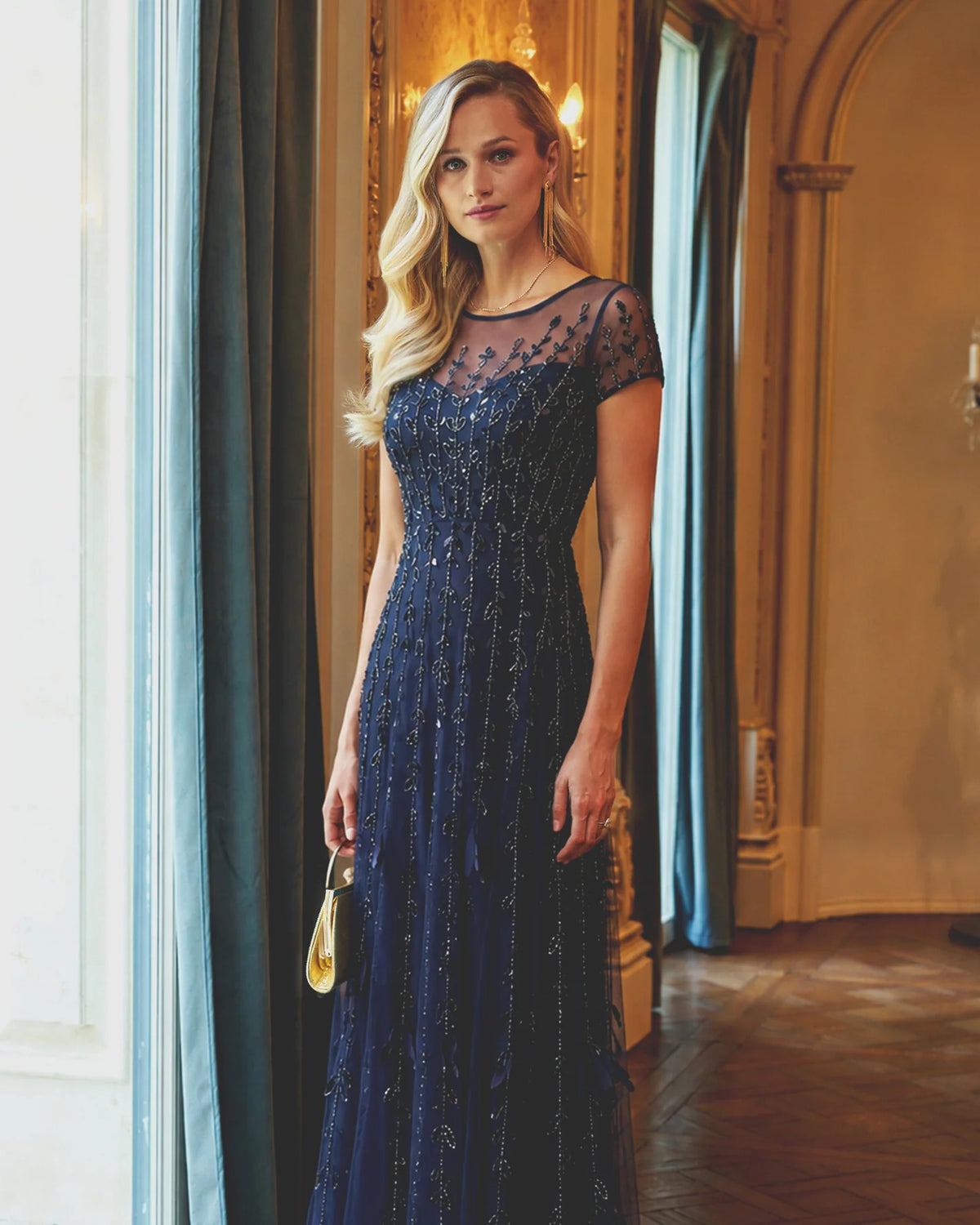 spaghetti strap a-line maxi mother of the bride dress - image 1