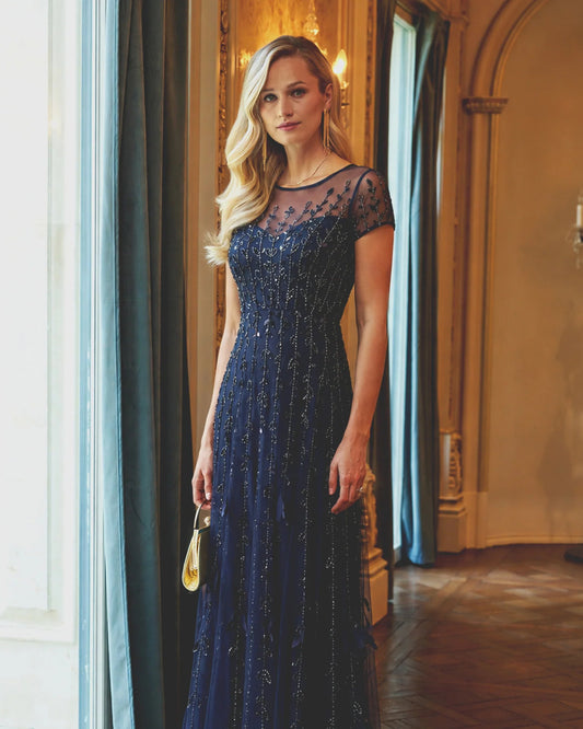 spaghetti strap a-line maxi mother of the bride dress - image 1