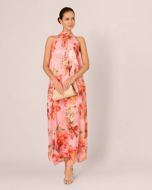 halter neck a-line maxi mother of the bride dress - image 1