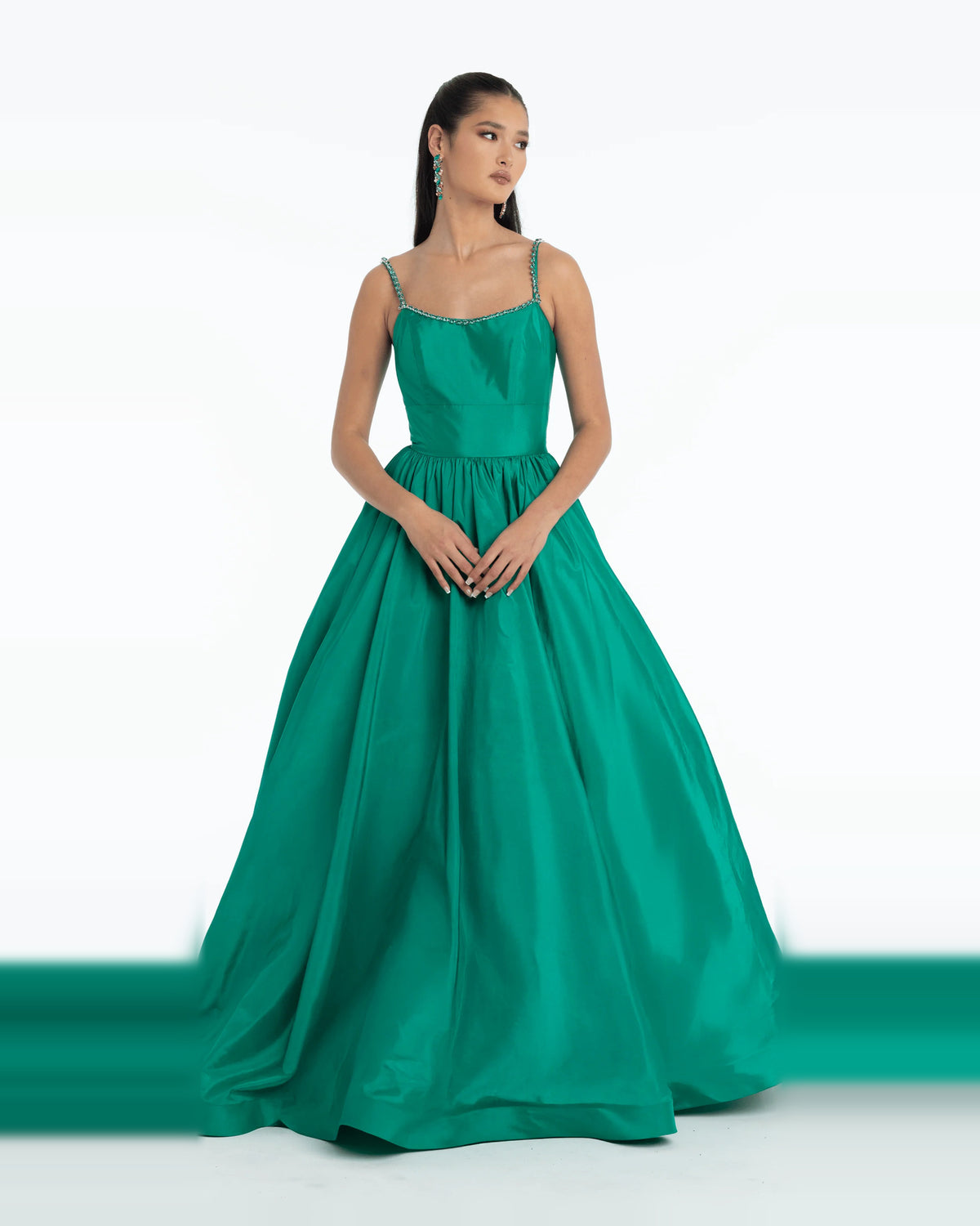 jewel neck ball-gown floor-length prom dress - image 1