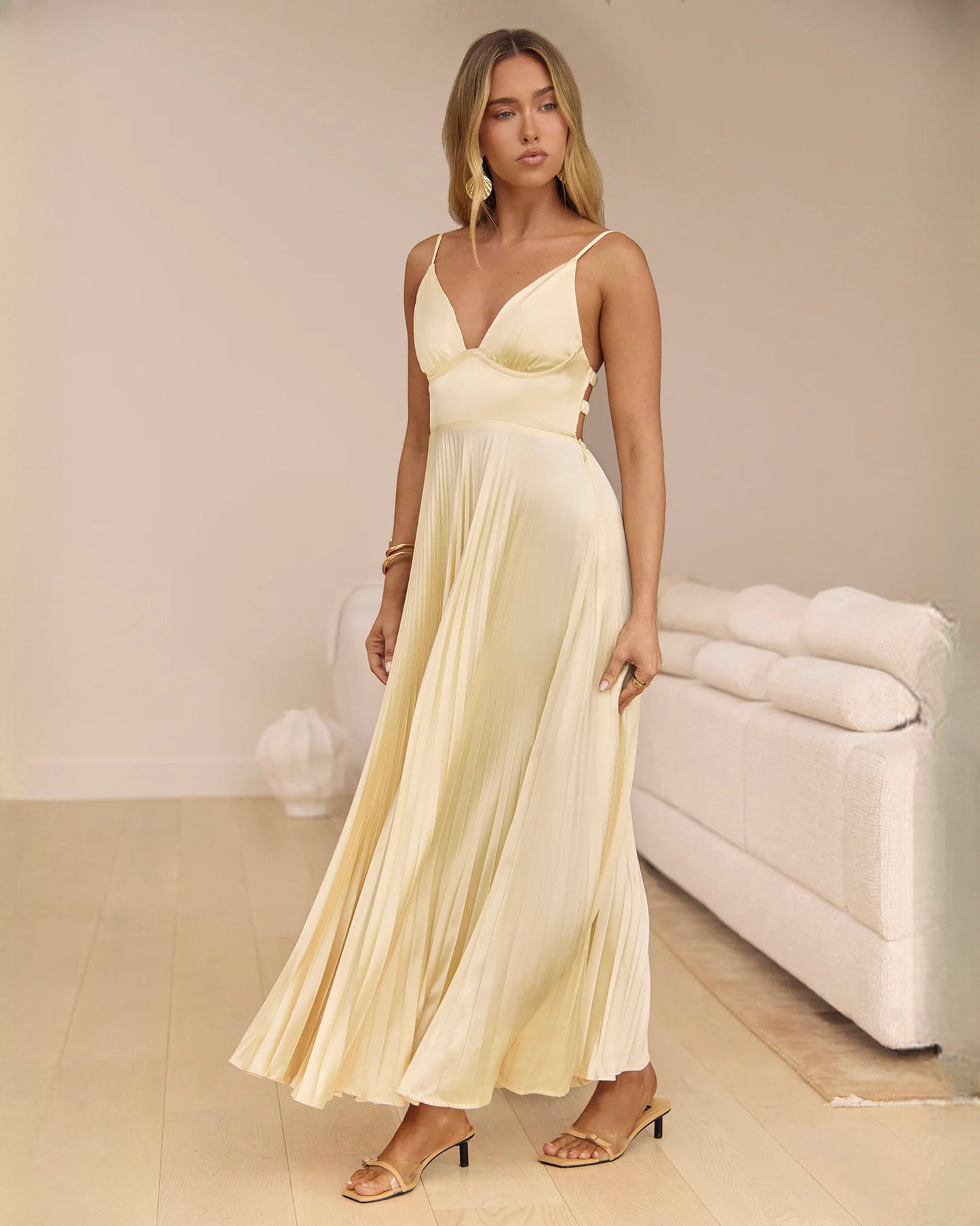 sleeveless chiffon a-line maxi bridesmaid dress - image 1