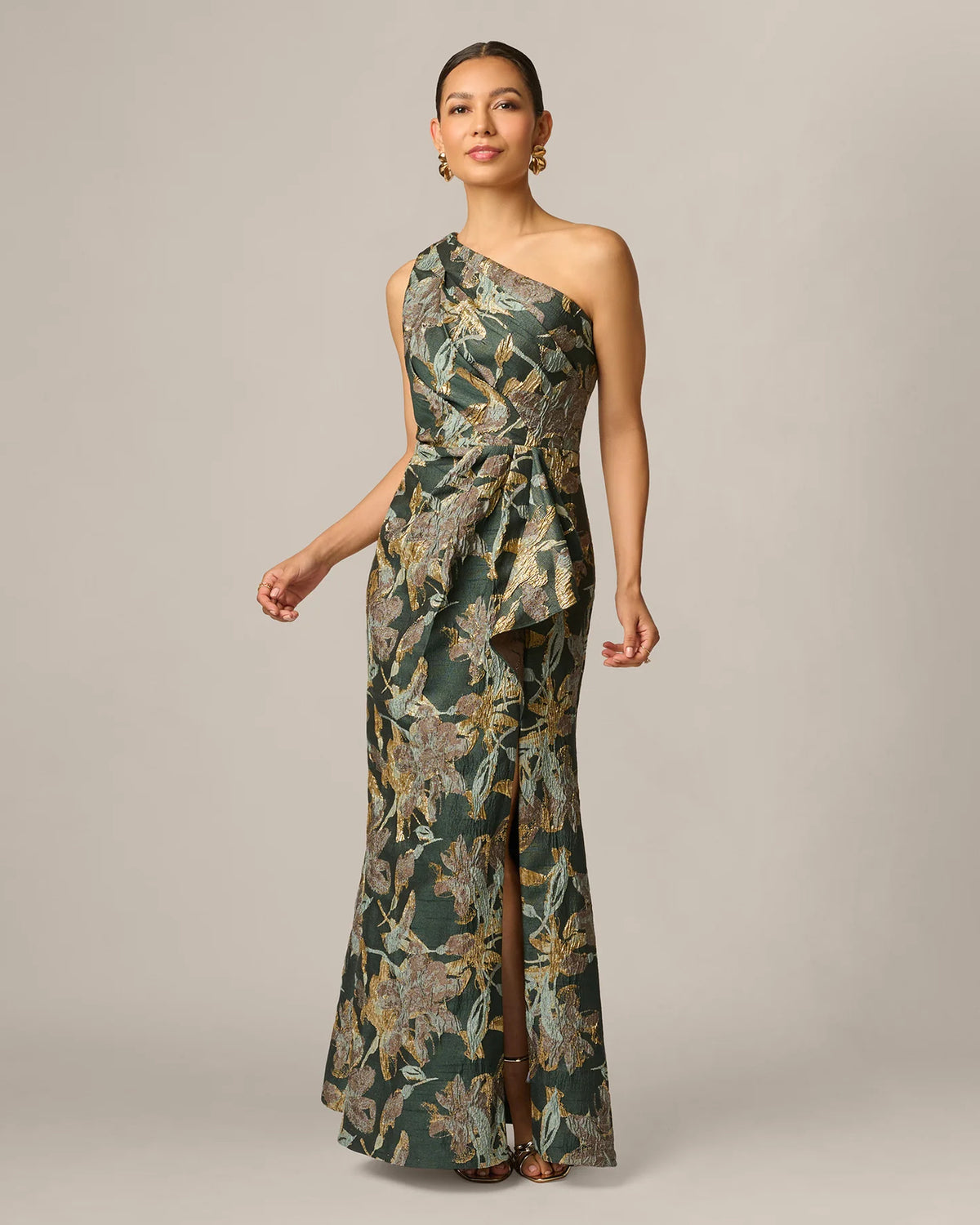 one-shoulder a-line maxi mother of the bride dress - image 1