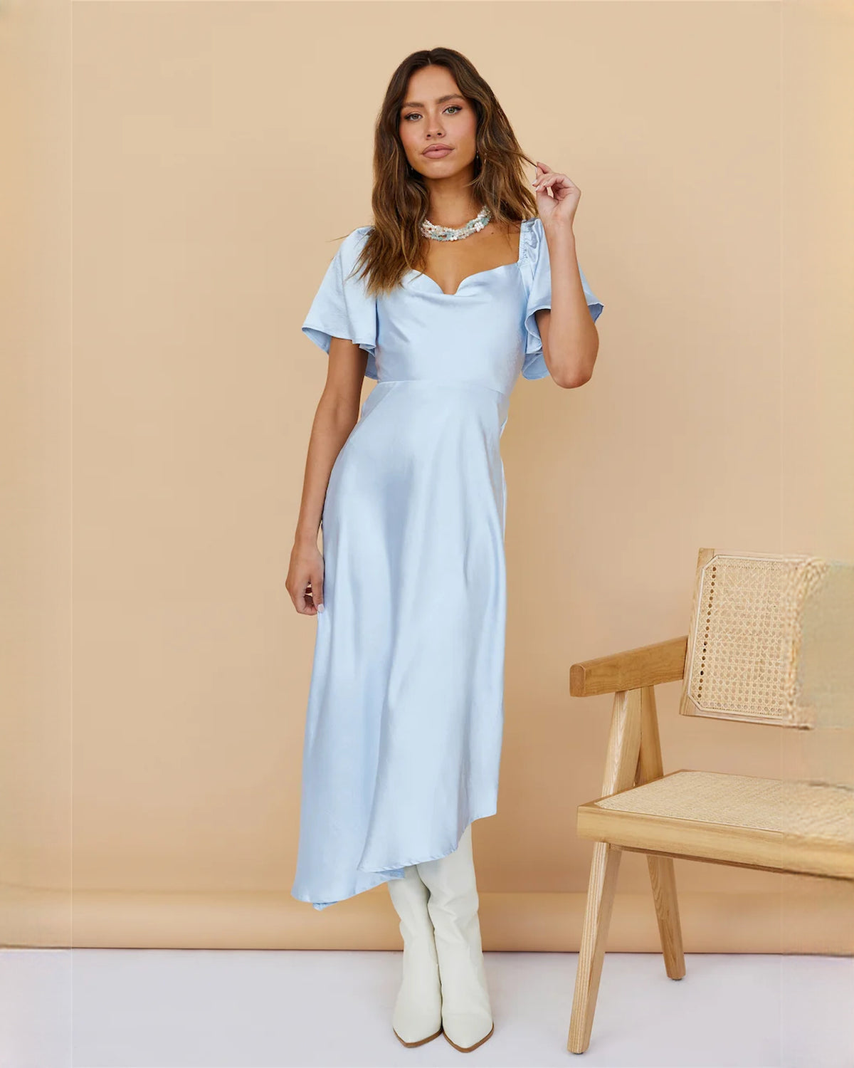 sleeveless chiffon a-line maxi bridesmaid dress - image 1