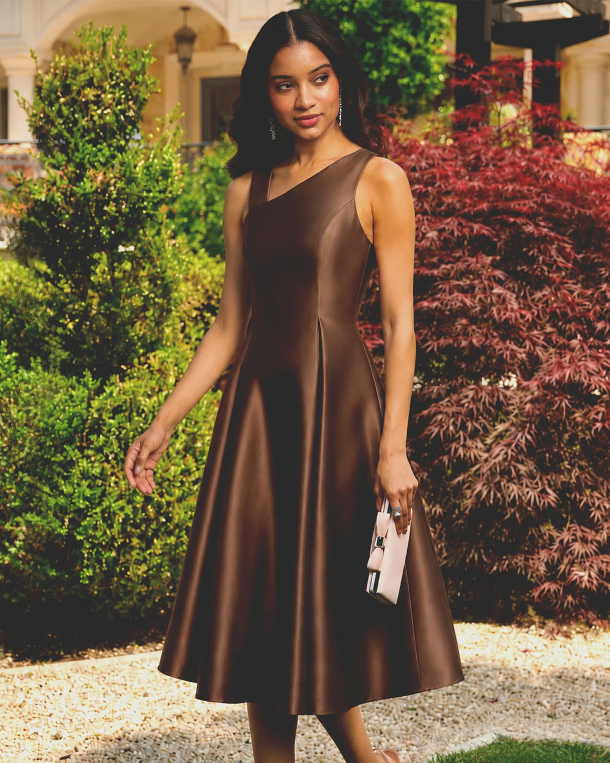 spaghetti strap fit-and-flare midi mother of the bride dress - image 1