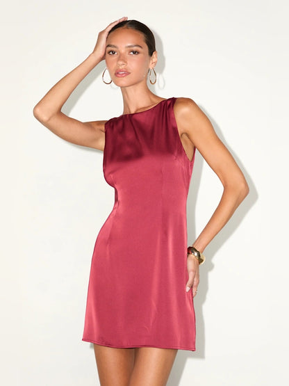 Wine Red mini homecoming dress, front view showing the silhouette