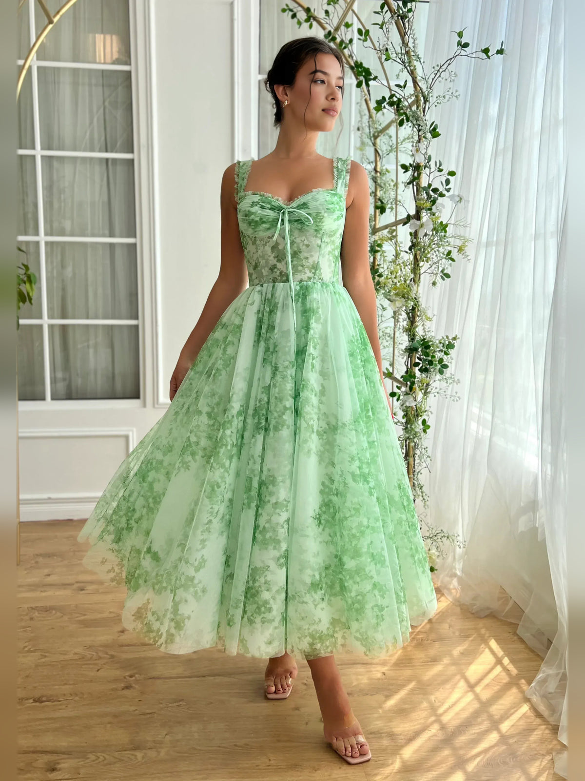 As Picture tea-length homecoming dress, alternate view showing the full-length silhouette