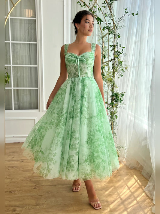 As Picture tea-length homecoming dress, alternate view showing the full-length silhouette