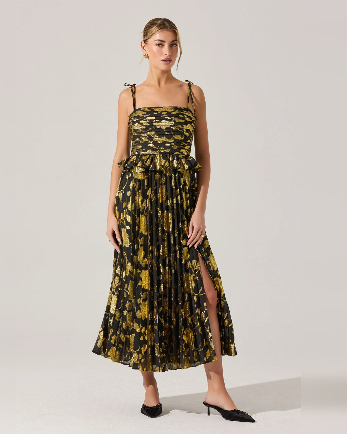 spaghetti strap a-line maxi formal dress - image 1