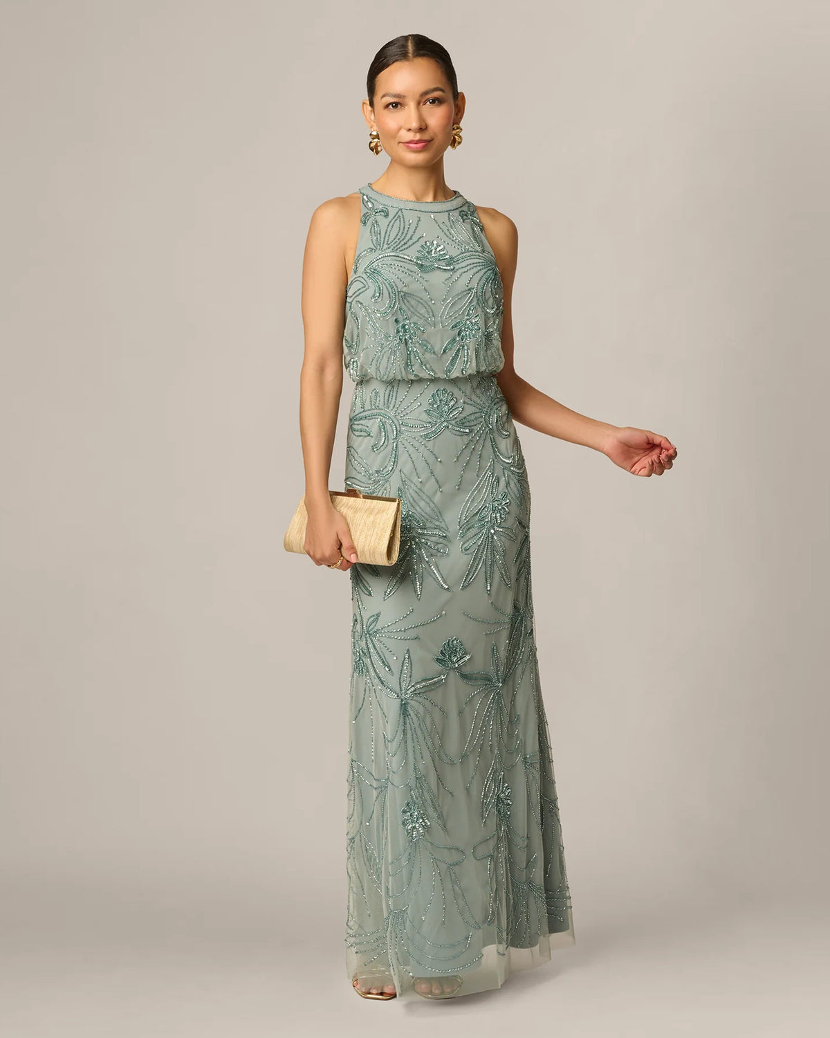 halter neck a-line maxi mother of the bride dress - image 1