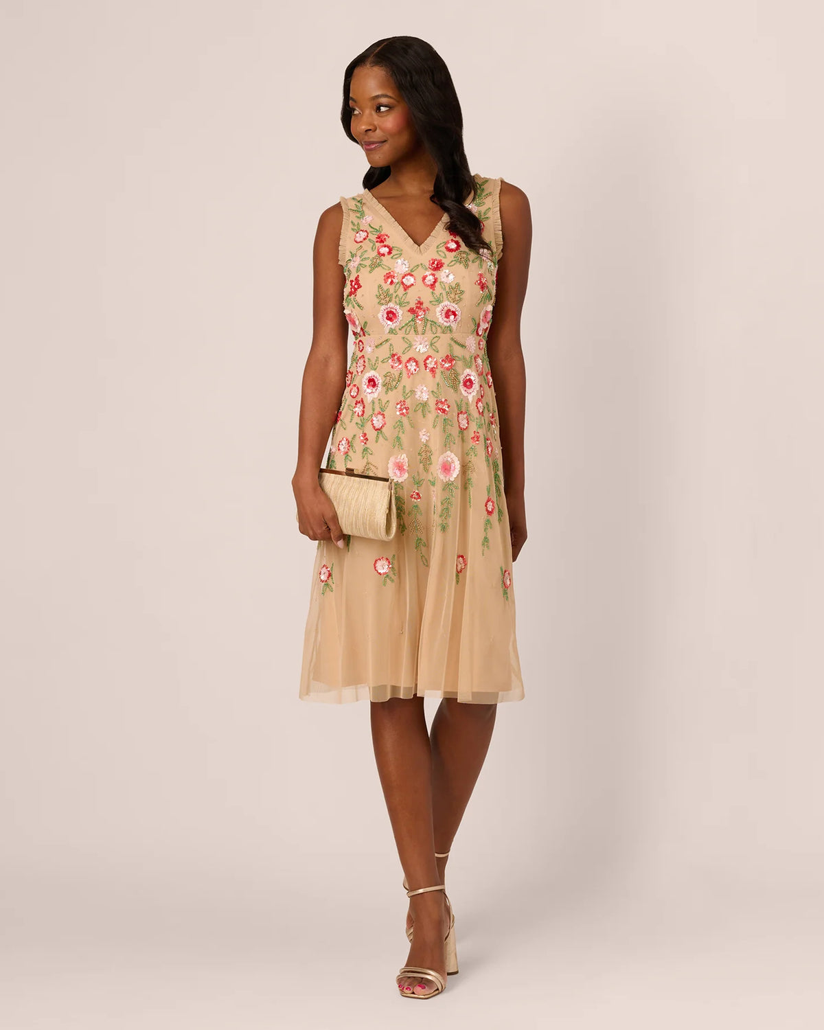 sleeveless a-line midi mother of the bride dress - image 1