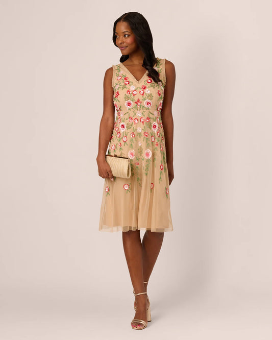 sleeveless a-line midi mother of the bride dress - image 1