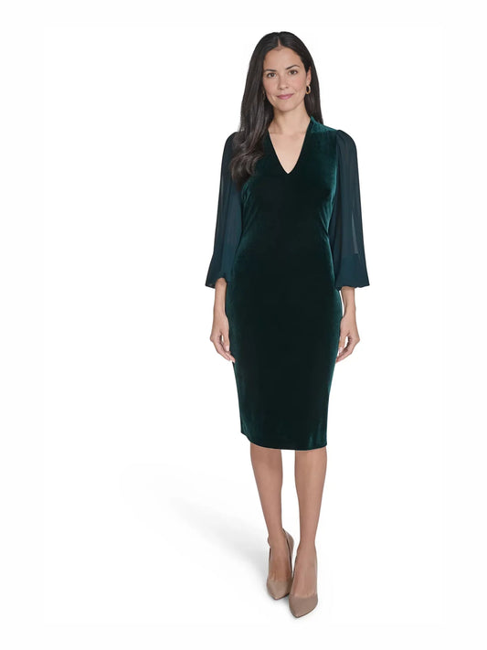 Dark Green maxi mother of the bride dress, front view showing the bodycon silhouette
