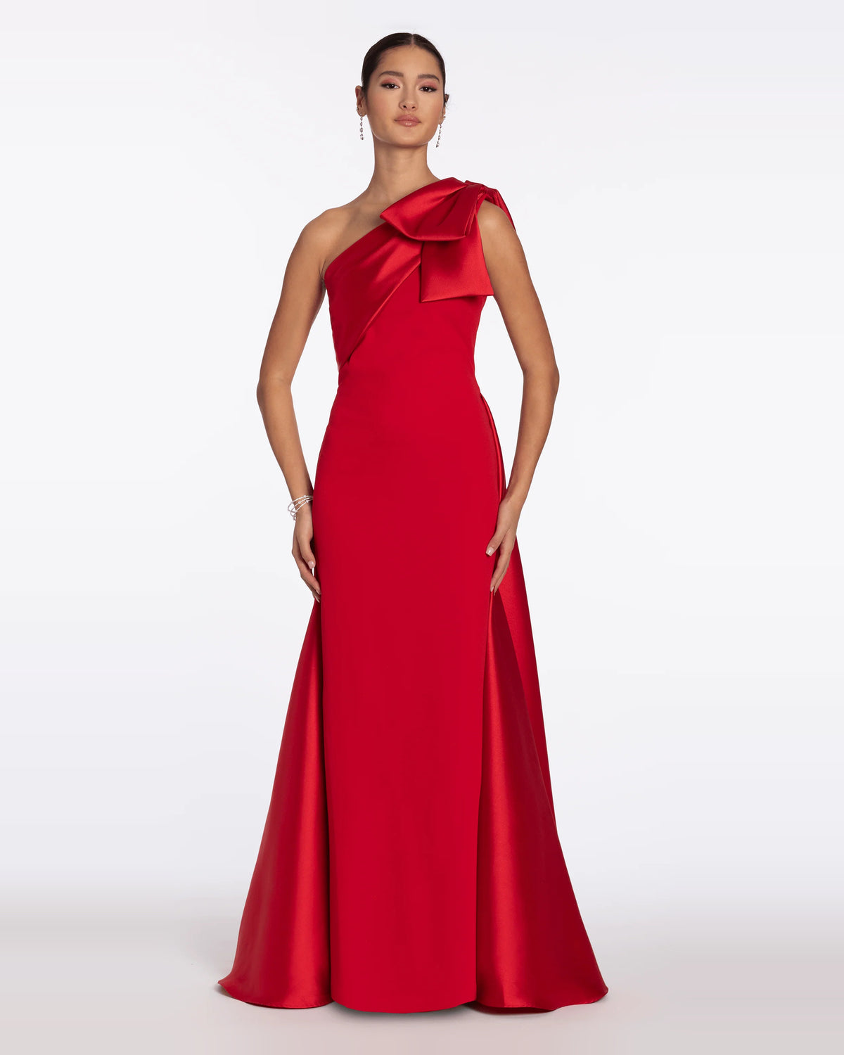 asymmetrical neck column maxi prom dress - image 1