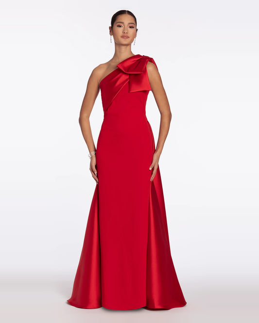 asymmetrical neck column maxi prom dress - image 1