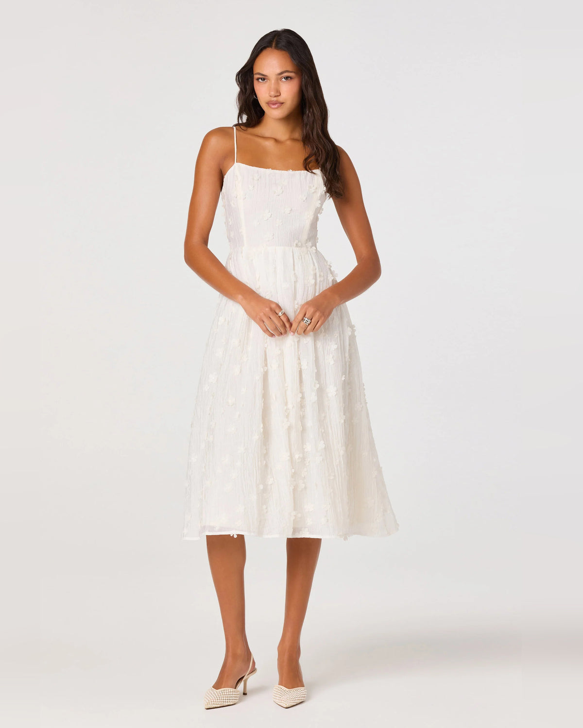 spaghetti strap a-line midi homecoming dress - image 1
