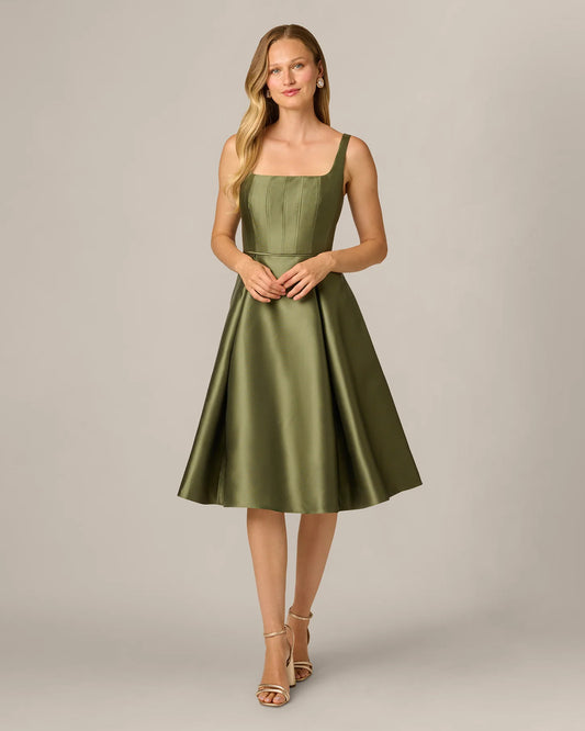 square neck fit-and-flare midi mother of the bride dress - image 1