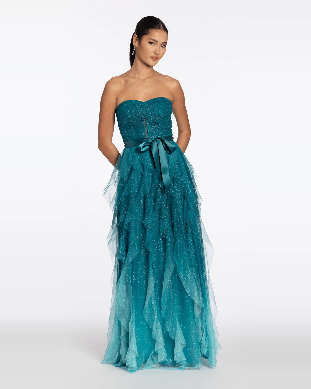 strapless a-line maxi prom dress - image 1