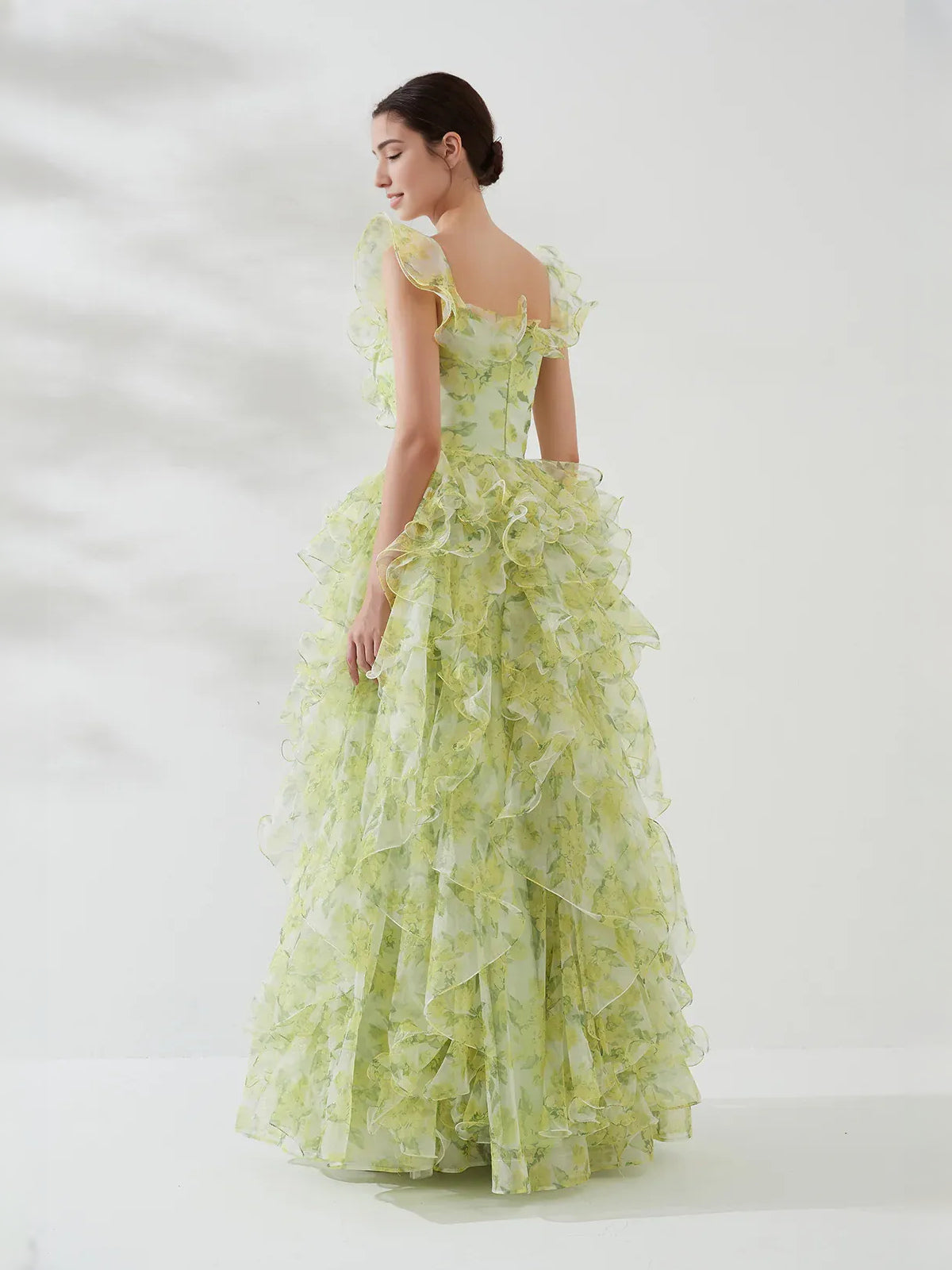 Sage Green floor-length prom dress, front view showing the a-line silhouette