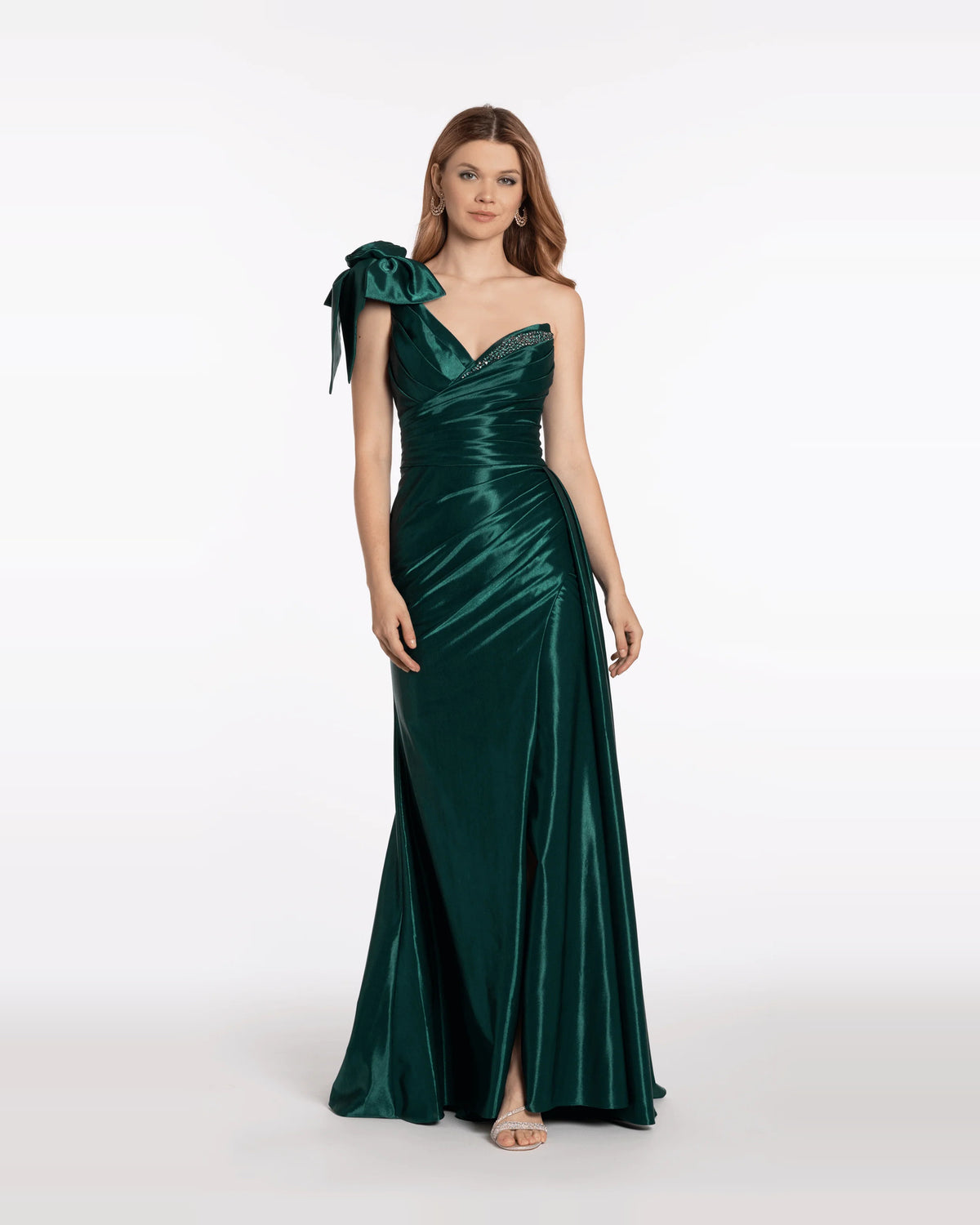 asymmetrical neck trumpet maxi prom dress - image 1