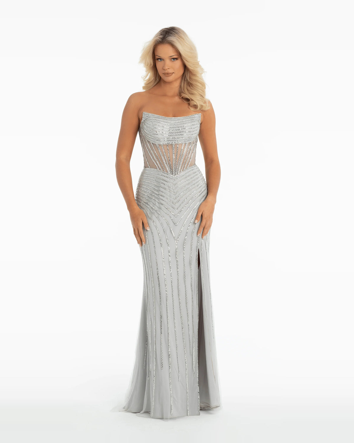 strapless column maxi prom dress - image 1
