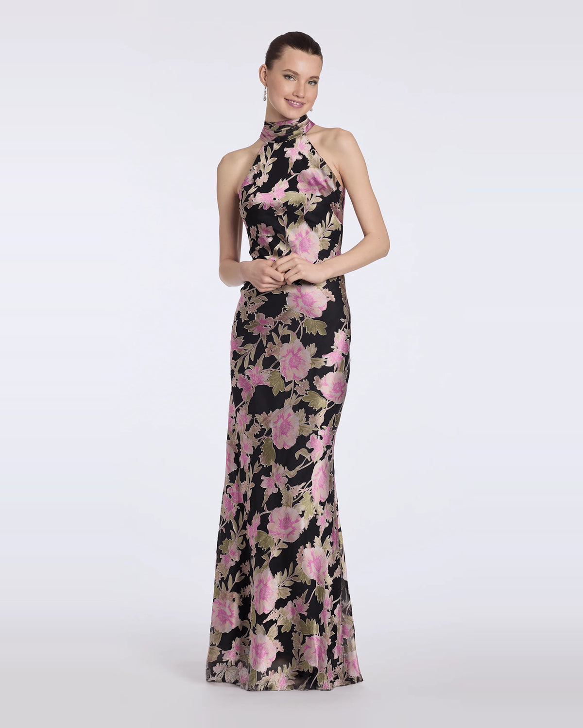 halter neck column maxi prom dress - image 1
