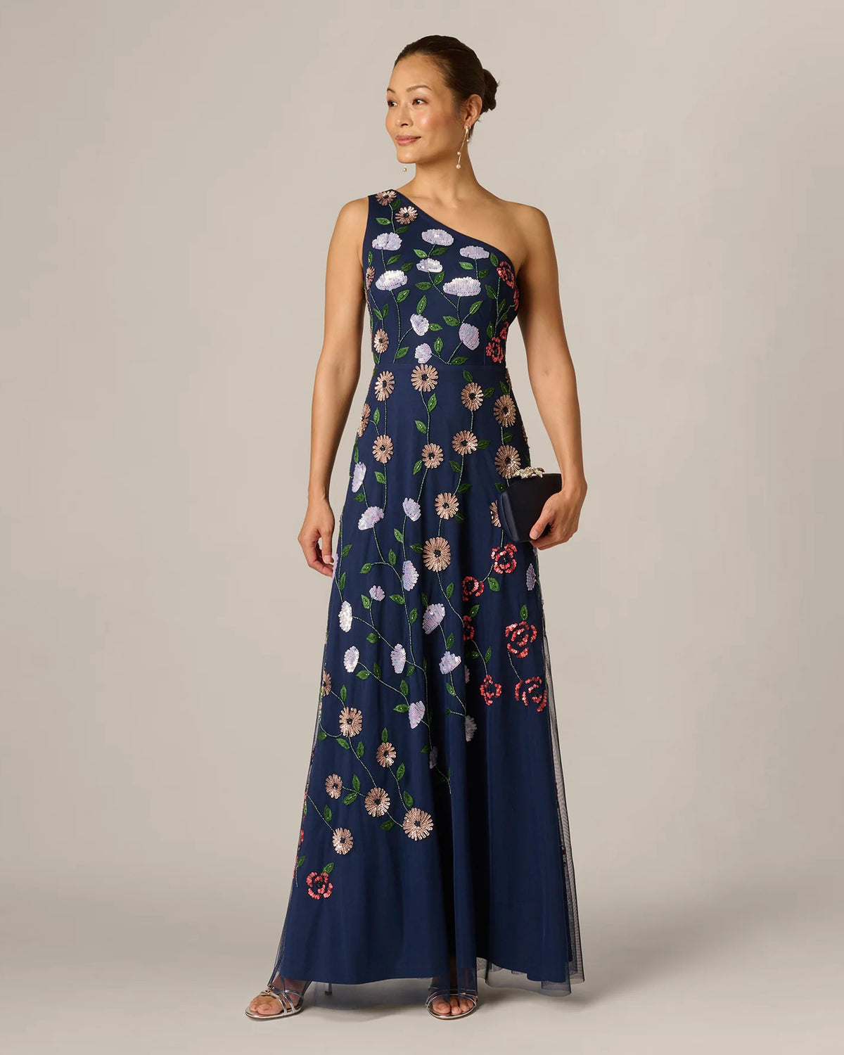 one-shoulder a-line maxi mother of the bride dress - image 1