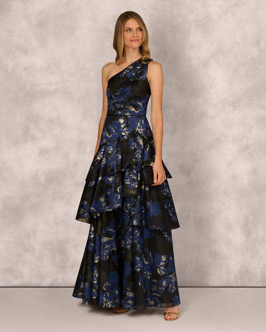 one-shoulder a-line maxi mother of the bride dress - image 1