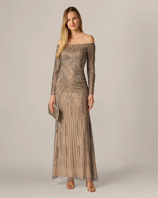 off shoulder mermaid floor-length mother of the bride dress - image 1