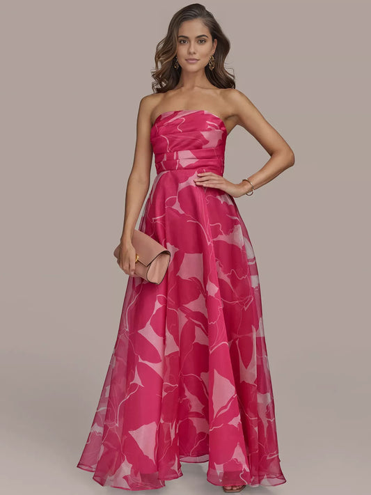 As Picture a-line floor-length formal dress with strapless neckline, full-length front view